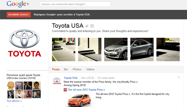 Page Google Toyota