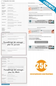 Paramétrage des envois - Plugin WordPress